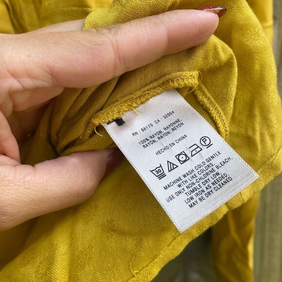 Anthropologie Maeve Anni Popover in Mustard Jacquard Size 2 - Picture 4 of 6
